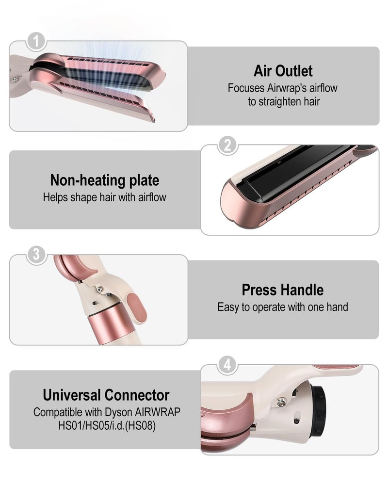 TEXOVYRAX Airflow attachment compatible with Dyson Airwrap Multi-Styler, No heat damage for Natural Straight Styling, fits HS01 HS05 i.d. Ceramic Pink - Image 5